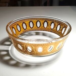 Rare Vintage Collectable Signed Culver Antigua glass salad bowl 22k gold